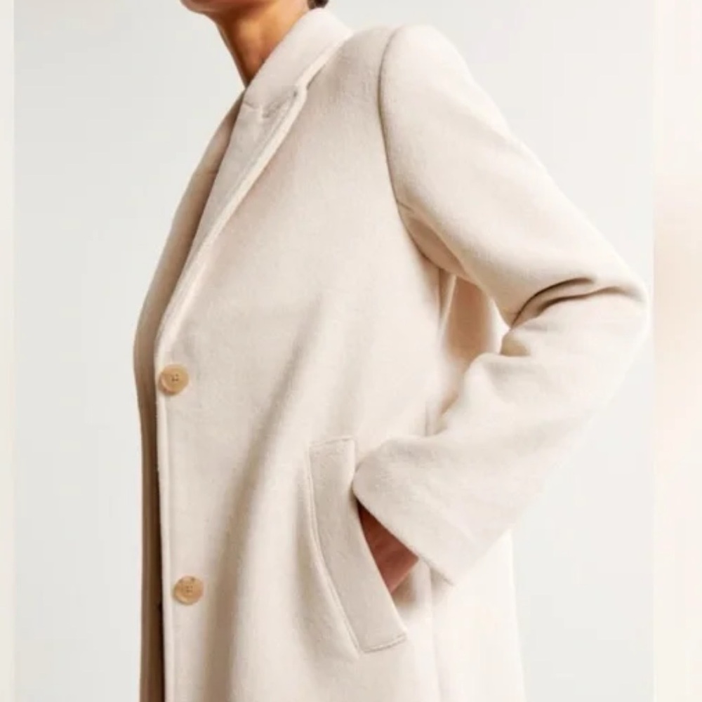 Abercrombie & Fitch Wool Blend Tailored Topcoat NWOT Size Large - Picture 6 of 10